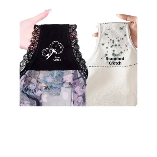 7 pieces of sweet mesh transparent lace flower underwear in plus size