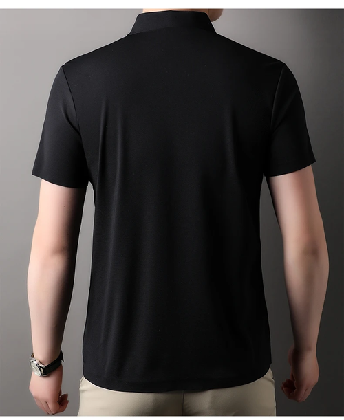2026Black men's new T-shirt, lightweight, breathable, and suitable for business casual wear.
