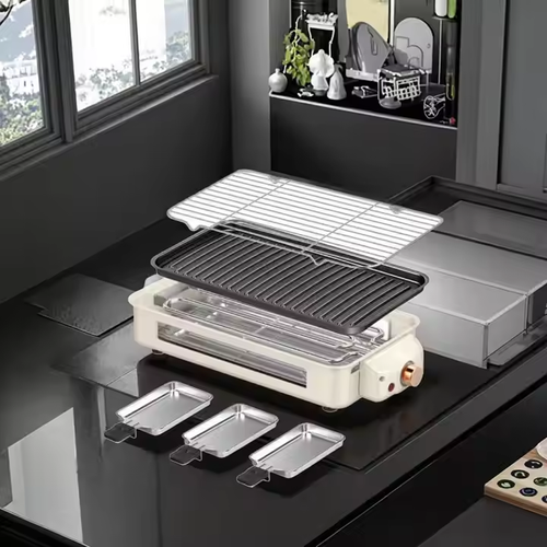 Multifunctional indoor electric teppanyaki grill (smokeless)