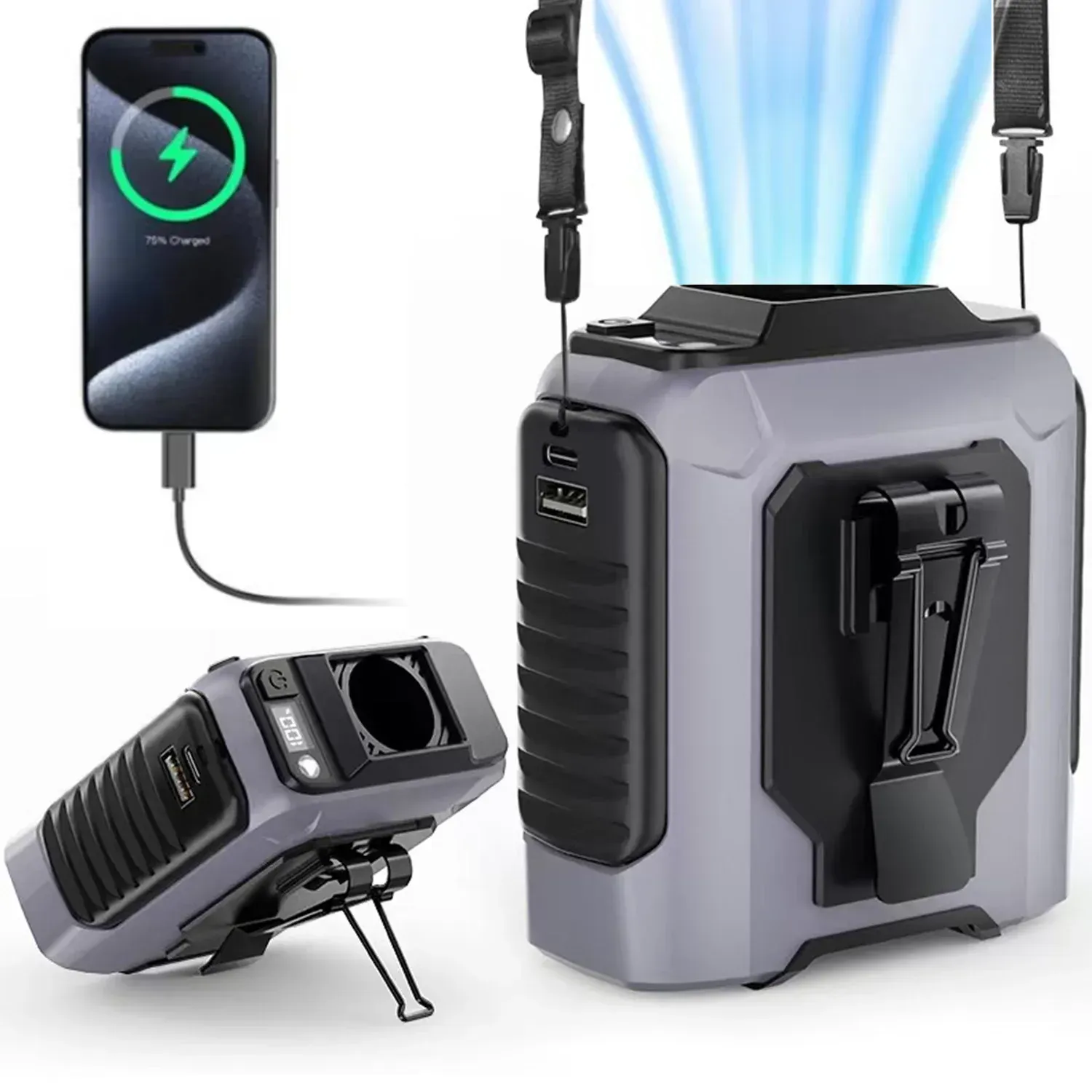 Beat the Heat in Nigeria! Hands-Free Cooling Waist Fan with Flashlight