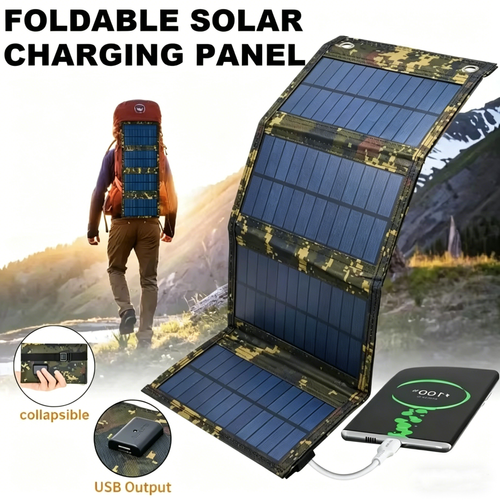 20W Black Camouflage Solar Panel Outdoor Emergency Portable Power Bank Folding Design for Mobile Phone Mountain Climbing Camping