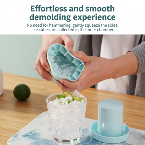 Hot Selling Silicone Ice Cube Mold Cylinder Tray With Lid Easy Release for Kitchen Home Summer Ice Making 60 Grids Two Per Set