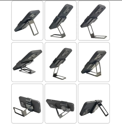 Upgraded Back Clip Type 360° Folding Bracket Free Adjustable Clip-On Phone Holder Magnetic attraction Aluminum Alloy Stretchable Buckle Phone Holder Two Per Set Silver And Rose Gold