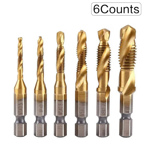 3 In 1 Spiral Tap Hex Shank Drill Bit Set,M3 M4 M5 M6 M8 M10 Drill Bits High Speed Steel,Professional Drill Accessories For Woodworking,Power Tool Accessories, Heavy Duty,Hardware, Cutting, Metal, Durable.