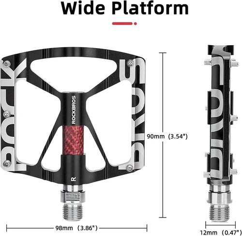 ROCKBROS Mountain Bike Pedals MTB Pedals CNC Non-Slip Lightweight Aluminum Alloy Bicycle Pedals Sealed Bearings Bicycle Platform Pedals Road Bike Pedal,Black