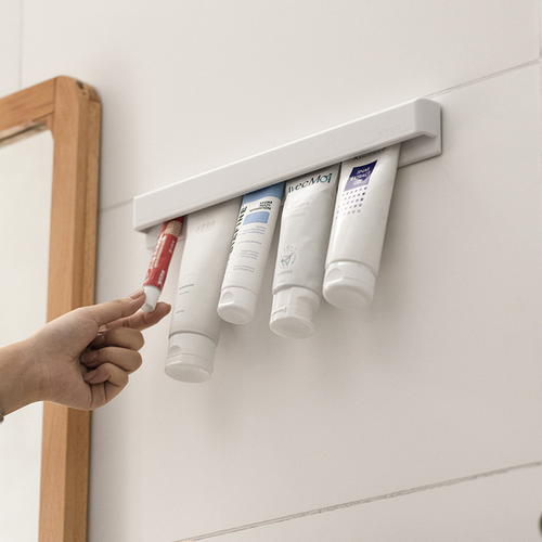 Home Bathroom Wall Clip Storage Rack for Toothpaste and Facial Cleanser Stylish Artifact Without Punching