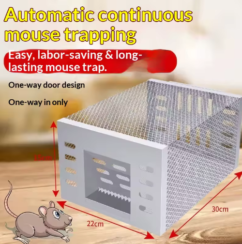 Double Door Continuous Metal Full-Automatic Mouse Trap for Indoor Rodent Control (Rats) in Household & Warehouse Use