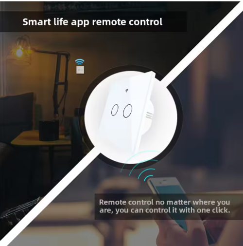 WiFi Smart Light Switch — Tuya Smart Home App Remote Control, Live & Neutral Wiring, Touch-Sensitive Wall Switch