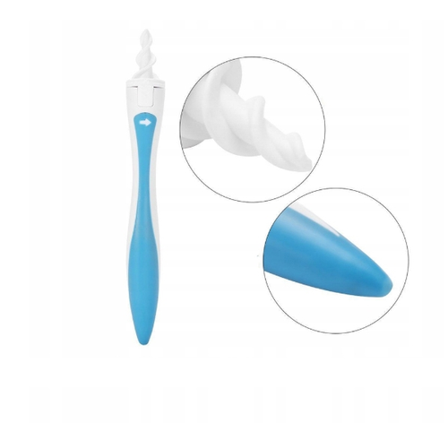 Blue White Spiral Ear Picking Spoon Plastic Ear Cleaner Washable Reusable Earwax Removal Cleaning Kit