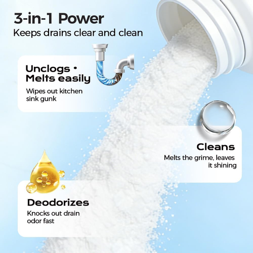 Drain Foam Cleaner 2026 Fast Acting Kitchen & Bathroom Drain Clog Remover Liquefies Grease & Destroys Hair Clogs Home Use