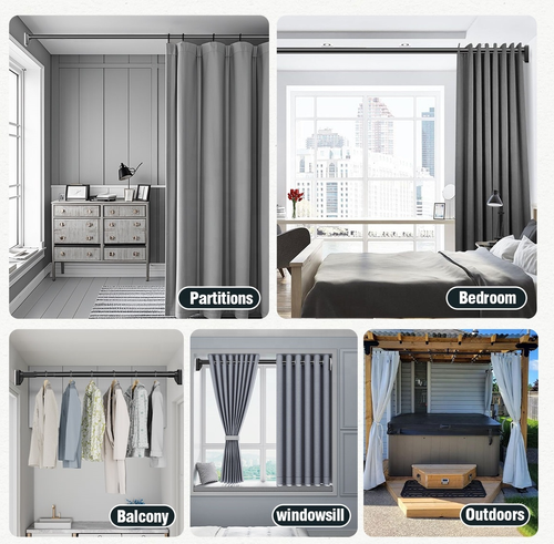74.8-95inch Tringle Rideaux Telescopic Metal Tension Shower Bathroom Long Curtain Rod Pole