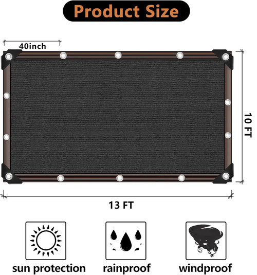 2026 Large 10×13 FT Garden Shade Net 90% Blackout Cloth with Grommets Summer Sun Shade Cloth for Patio Dog House Farm Camping, Balcony Greenhouse Cover, Outdoor Plant Shade Net Summervibes