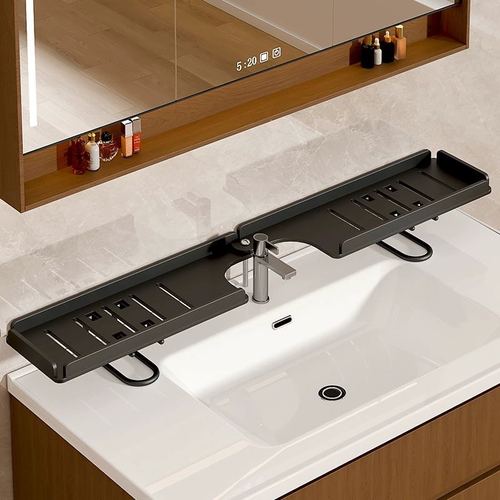 Vertical Faucet Storage Rack for Washing, Bathroom Countertop Mirror Foldable Storage Rack, Bathroom Cosmetic Organizer