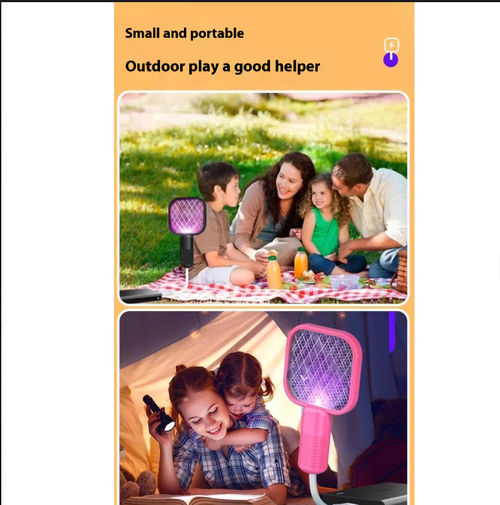 Small Electric Mosquito Killer 5 Layer Security Net Compact Portable USB Interface Electric Fly Swatter for Home Outdoor Camping Two Per Set