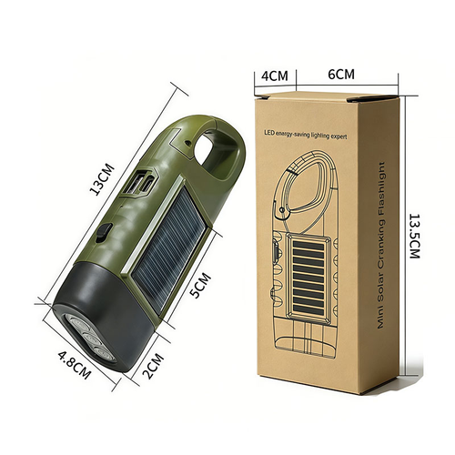 Rechargeable Solar Powered dynamo Flashlight, Mini Emergency Charging Powerful Torch Lamp Power Bank