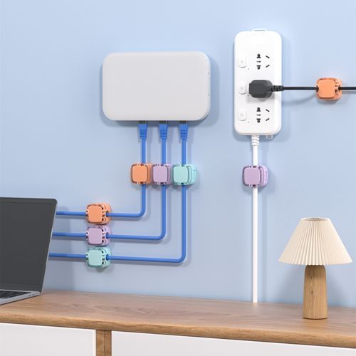 Single-Tier Magnetic Data Line Organizer for Mobile Phone Charging Plastic Desktop Novelty Hooks for Living Room Space Pack of 6