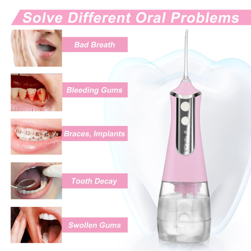 350ml USB Rechargeable Water  Pick IPX7 Waterproof Rechargeable Cordless Electric Portable Jet Teeth Cleaning Dental Floss Oral Irrigator Water Flosser