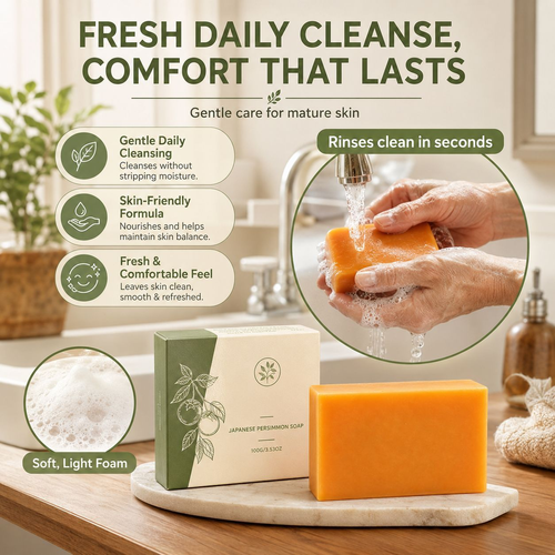 Persimmon Soap Gently Cleanses the Body and Skin, Moisturizes and Hydrates, Leaves a Natural Fresh Scent
