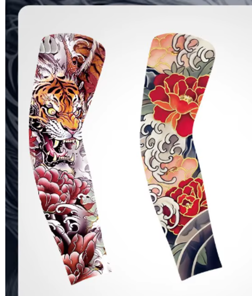 Summer Tattoo Arm Sleeves 2PCS Set Different Floral Designs Outdoor Breathable Seamless Sun Protection Sleeves Realistic Floral Arm Cover Sleeves