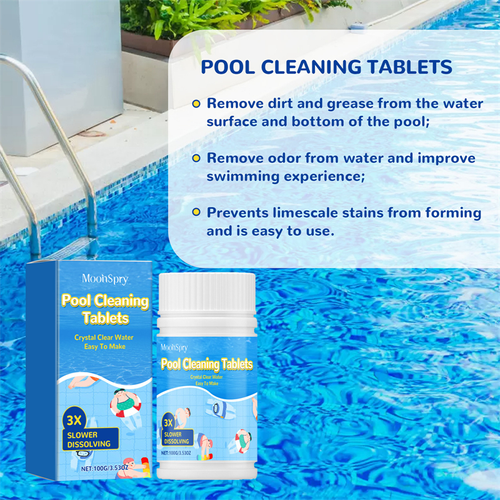 Multi-purpose Effervescent Cleaning Tablets for Pools: Clarifies Water, Eliminates Odors, and Removes Stains