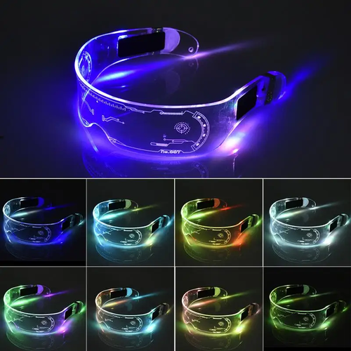 Colorful Led Luminous Glasses Electronic Visor Glasses Light up Glasses Prop for Festival Bar Party Performance Gifts