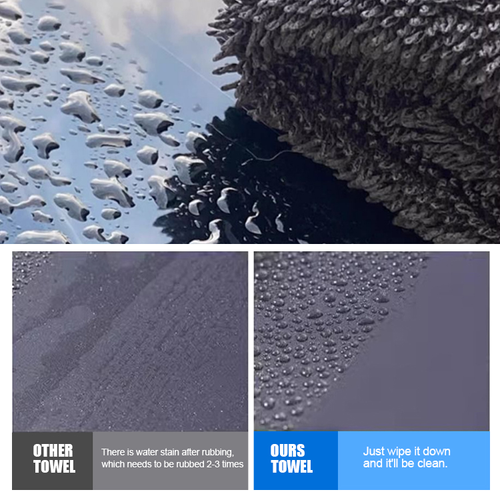 Thick Twisted Loop Microfiber Car Drying Towel, Super Water Absorbent Lint Free Edged Auto Wash Cleaning Cloth