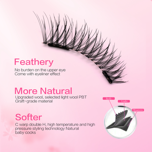 Magnetic Lashes Kit No Need Glue Reusable Long Lasting More Natural & Thick Effect the Magnetic Lashes with Magnetic Applicator