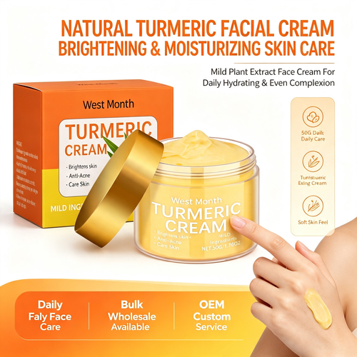 Natural Turmeric Facial Cream Mild Plant Extract Brightening Moisturizing Anti-Acne Even Tone Soft Skin Daily Facial Care Cream Two Per Set