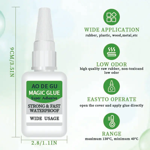 AODEGU High-Sealing Ethyl Cyanoacrylate Glue for Metal Wood Plastic Rubber-Acrylic-Based Adhesive Six Per Set