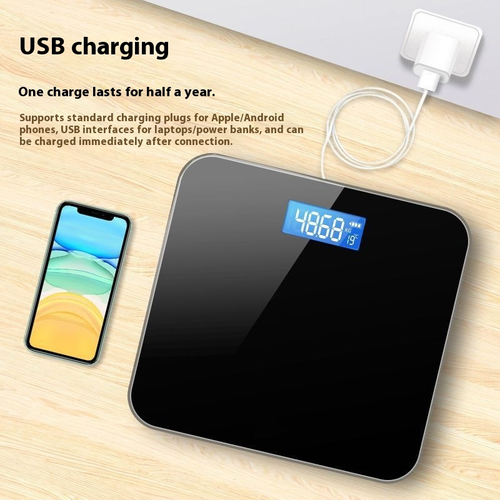 White Portable Smart LCD Electronic Scale High Accuracy Tempered Glass Personal Use Household Weight