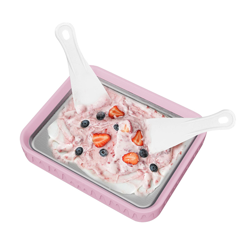 DIY Ice Cream Roll Maker Easy DIY Versatile Summer Instant Rolled Ice Cream Maker Ice Cream Cold Plate for Yogurt Sorbet Two Per Set Pink And White