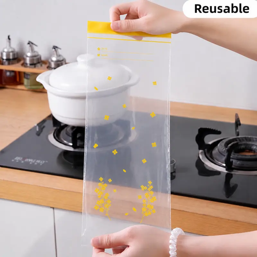Thick Double Seal Food Storage Bags, Reusable Self-Sealing Pouches, Food Grade Airtight Bags for Refrigerator Organization & Food Portioning 45PCS