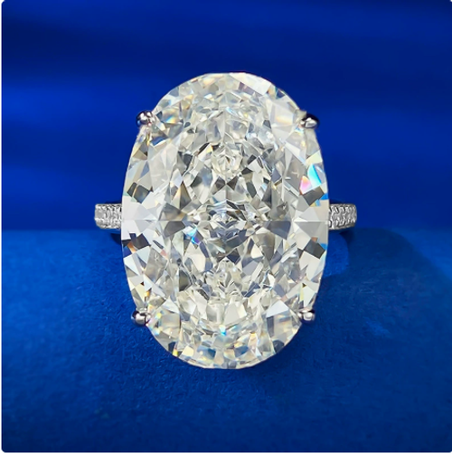 13x20mm Large-Carat Pigeon's Egg Ice-Cut Silver Ring