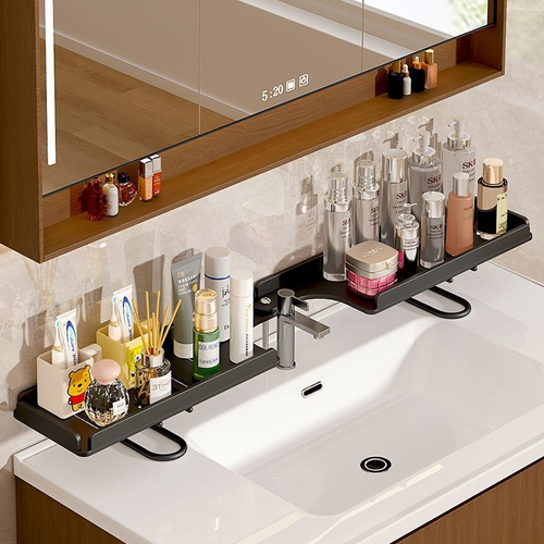 Vertical Faucet Storage Rack for Washing, Bathroom Countertop Mirror Foldable Storage Rack, Bathroom Cosmetic Organizer