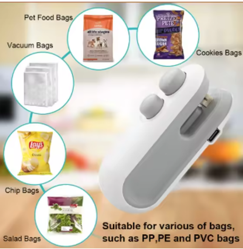 Sealing Clip USB Charging Small Household Packaging Plastic Machine Mini Portable Snack Bag Hand Pressure Tool