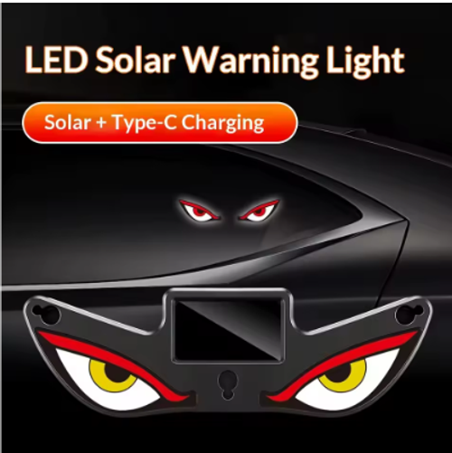 Universal Motors Devil Eye Solar Wireless Decorative Light, LED Warning Light, Rear Window Ambient Light