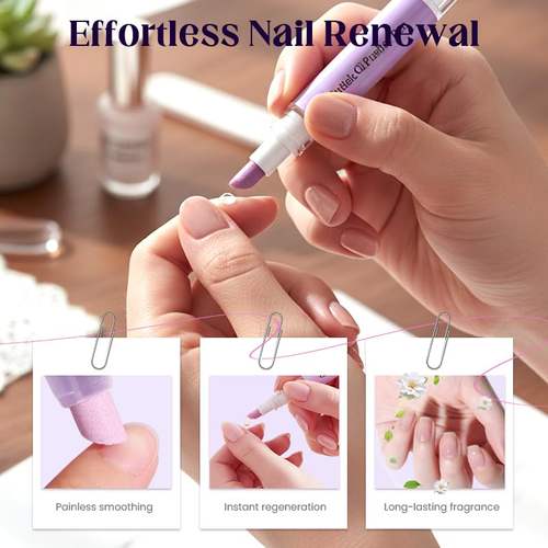2-in-1 Cuticle Pusher 2026 Cuticle Oil Pusher Pen Portable Nail Care Pen for Dry Damaged Nails Hangnails Moisturizes Strengthens