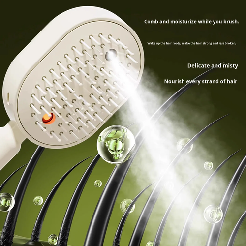 Battery Powered Electric Spray Airbag Massage Comb Essential Oil Atomization Hair Care Self-cleaning Tangle-free Fluffy Smooth