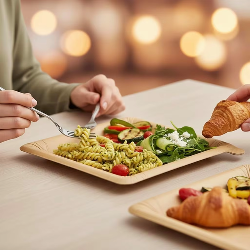 Peel Plate 60-Pack 10'' Multi-Use Reusable Paper Plates 90% Less Waste Home On-The-Go Mealtime
