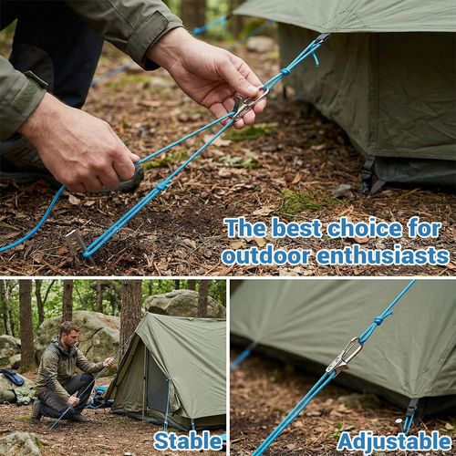 Rope Tightening Tool Tensioner Heavy-Duty Retractable Tie Down Rope for Camping Tarp Hammock Boating & Outdoor Gear Securing Pack of 2 Each With 3-Meter Rope.