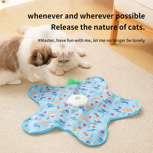 2 in 1 Hide and Seek Game Cat Toys Cat Hunting Cover Toy Moving Concealed Feathers Hidden in Bag Cat Exercise Play Pet Supplies