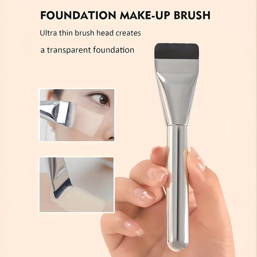 Professional Ultra-Thin Concealer Brush New Straight Line Electroplate Silver Single Flat Head Foundation Make-Up Brush Handle