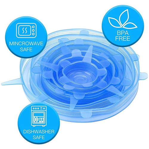 Five Sets Of Six Reusable Seal Stretch Covers Lids Food Grade Silicone Lid Tapas De Silicon Adjustable Keep Fresh Cup Lid