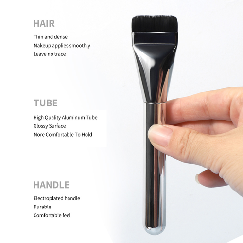 Professional Ultra-Thin Concealer Brush New Straight Line Electroplate Silver Single Flat Head Foundation Make-Up Brush Handle