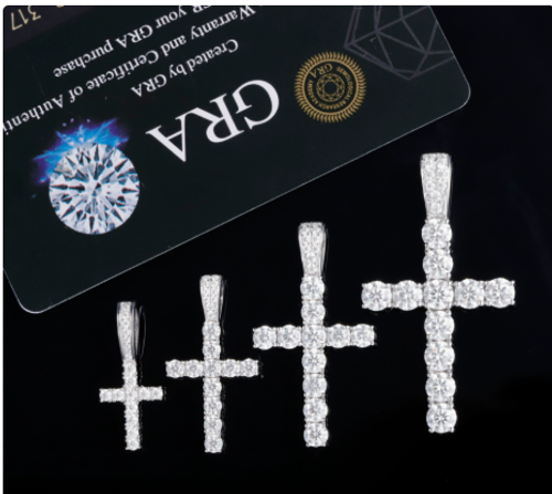 Classic 4mm Moissanite Diamond Cross Pendant White with GRA Certificate 925 Silver Necklace Pendant Unique Charm Design