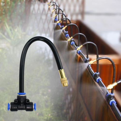 360° Rotating Integrated Automatic Watering Device 12mm Atomizing Irrigation System and Drip Irrigation Kit  features an adjustable hose for convenience and water efficiency.