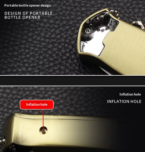 Creative Multifunctional Zinc Alloy Windproof Lighter with Folding Knife and Bottle Opener (Refillable)