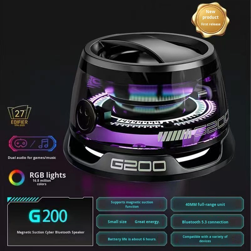 Portable Mini Wireless for Bluetooth Speaker G200 with RGB Lighting Magnetic Phone Holder Audio Playback for Home Outdoor Use