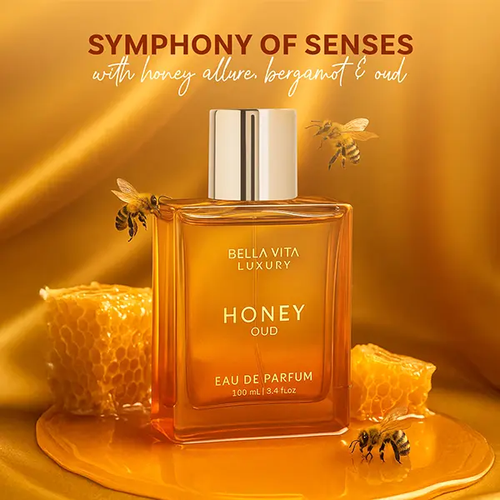 Bella Vita Luxury's Honey Oud  Eau de Parfum 100ml (3.4 fl oz)  Patchouli, Vanilla, Bergamot  Floral & Spicy  Made with Clean & Vegan Essentials Oils  Cruelty Free Fragrance Perfume