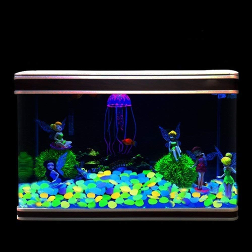 500PCS 1CM Blue Luminous Stone Garden Fish Tank Landscape Stone Decoration Horticultural Courtyard Luminous Pebble Dark Luminous Stone 500pcs